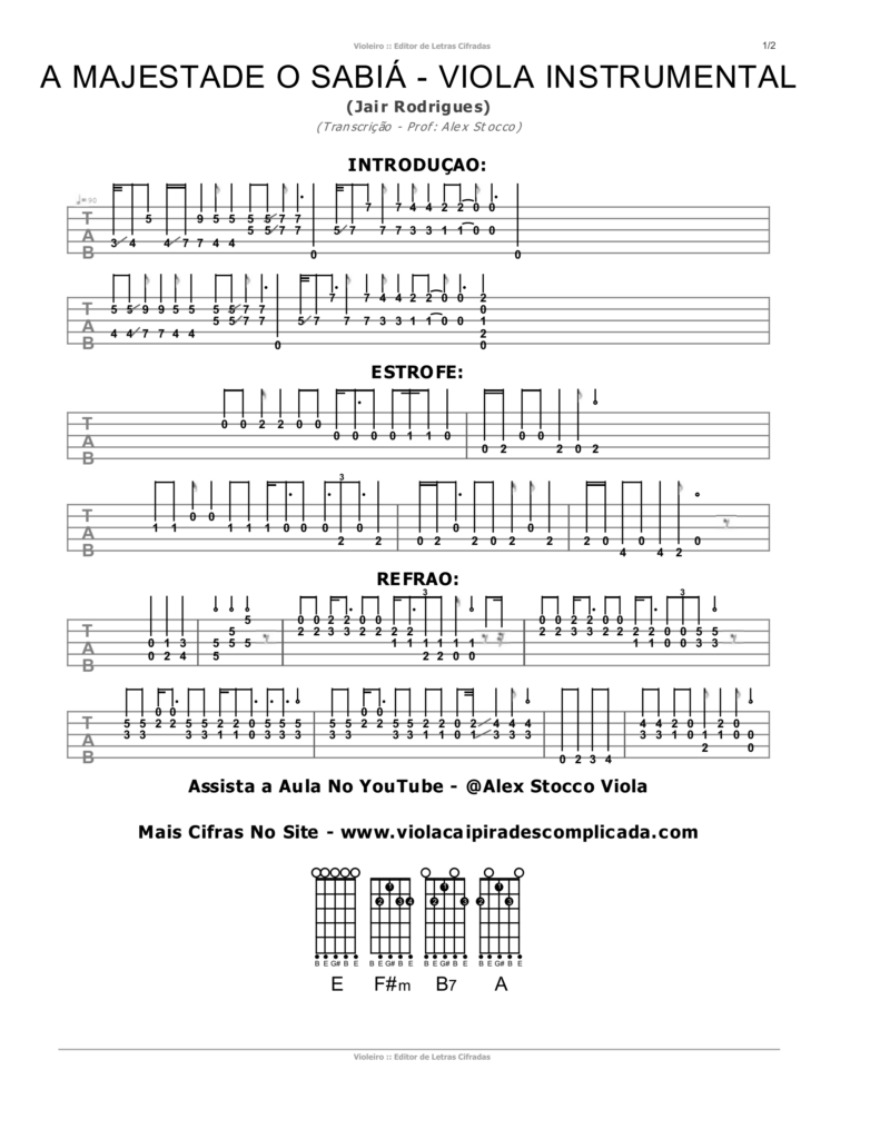 Cifra de Viola - A Majestade O Sabiá