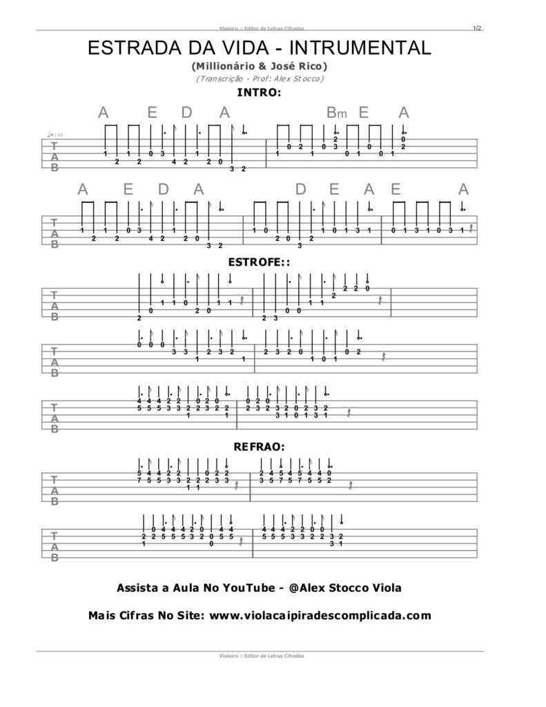 Cifra de Viola - Estrada da Vida