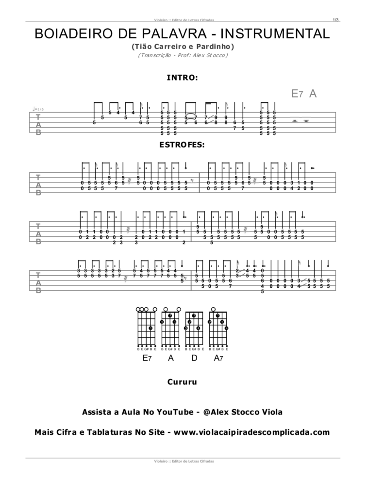 Cifra de Viola - Boiadeiro de Palavra