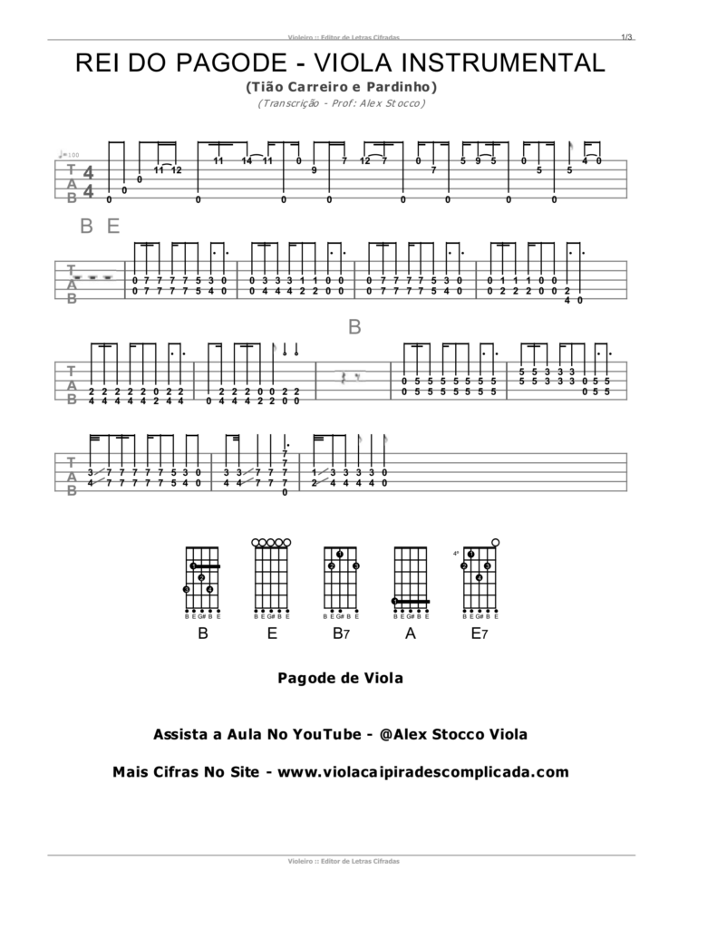 Cifra de Viola - Rei do Pagode