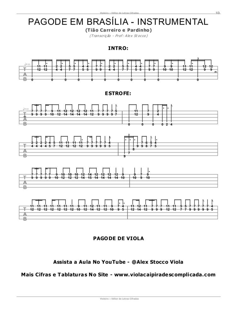 Cifra de Viola - Pagode Em Brasília