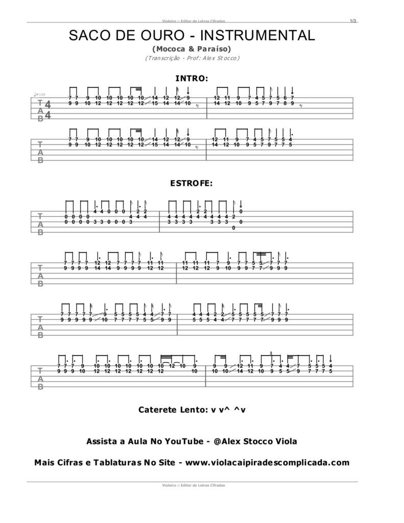 Cifra de Viola - Saco de Ouro