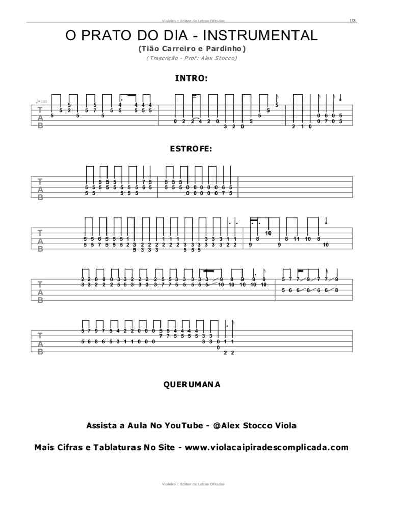 Prato do Dia - Viola Caipira Instrumental